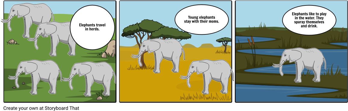 Elephants - Cartoon Clipart (1164x385), Png Download