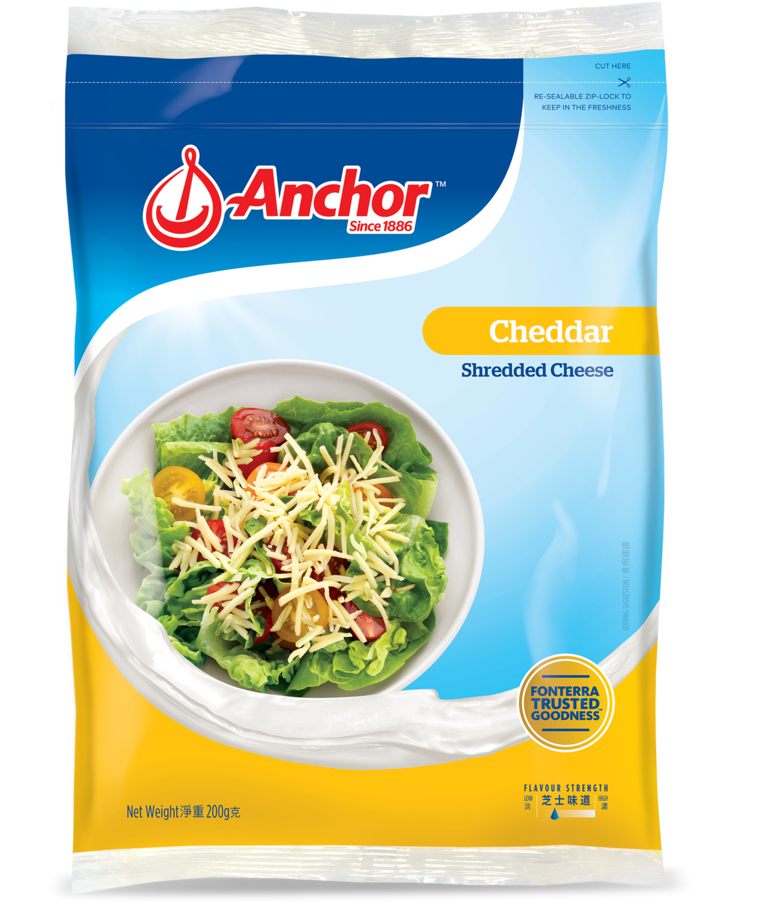 Anchor Shredded Cheddar Cheese Clipart (1057x1279), Png Download