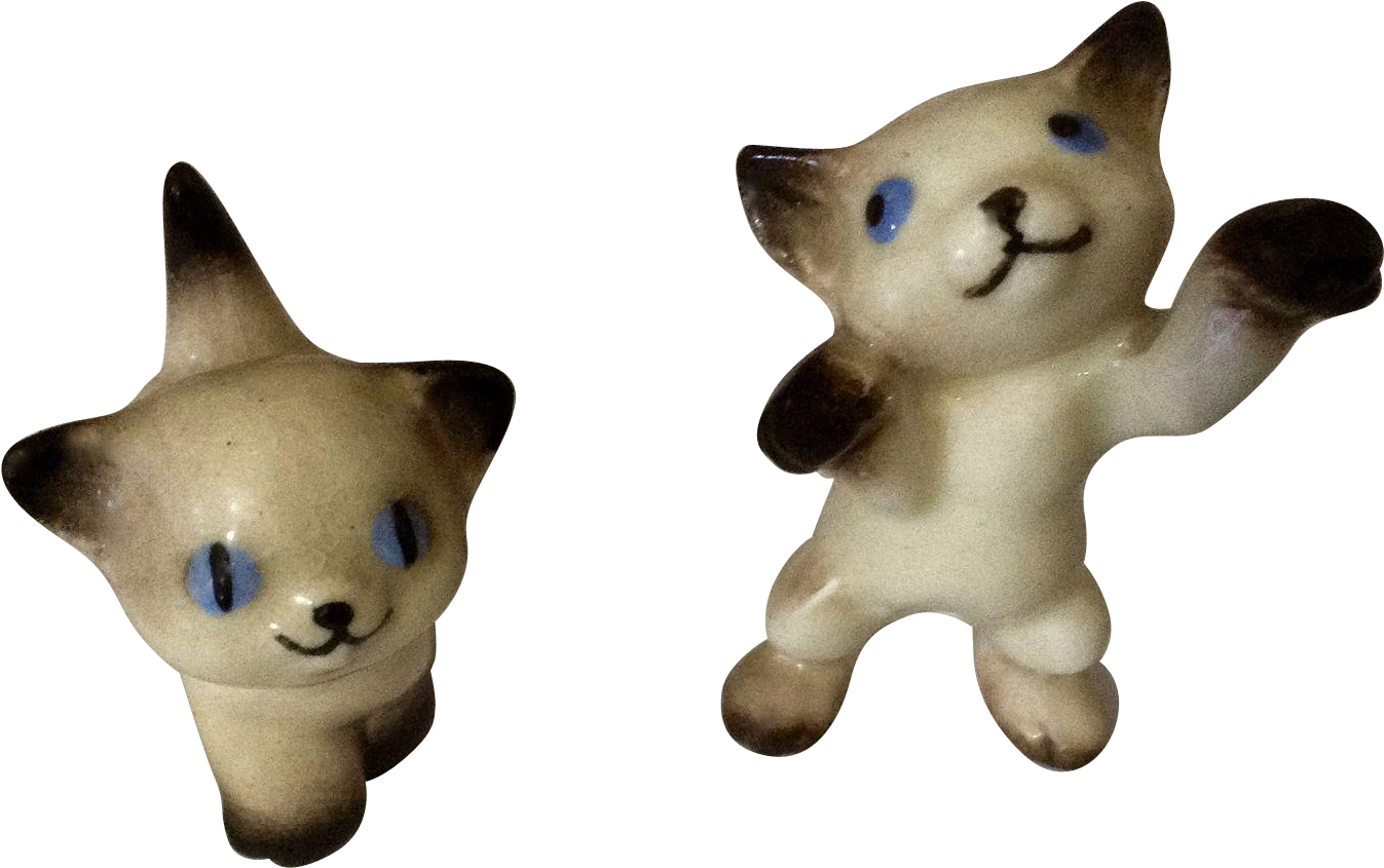 Vintage Hagen Renaker Playful Mini Nose Up Kitten And - Animal Figure Clipart (1346x1346), Png Download