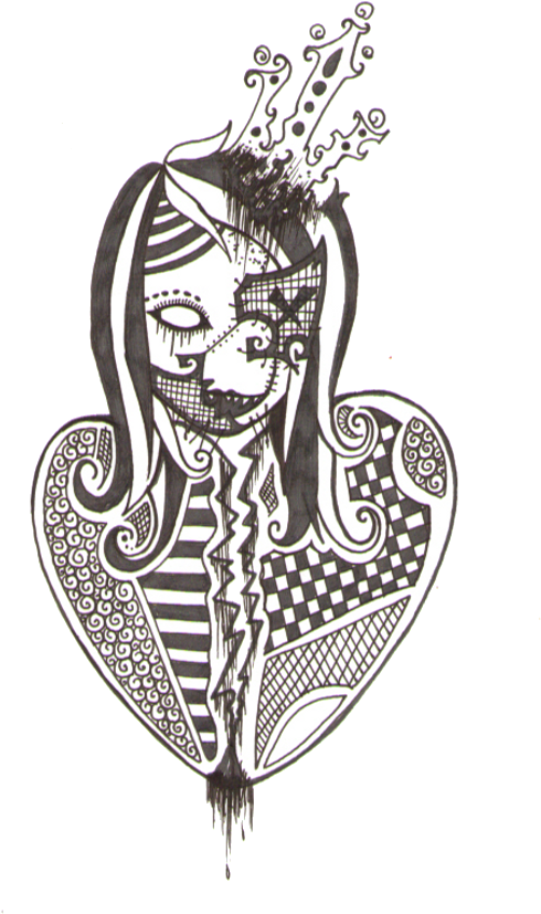 Drawn Broken Heart Gothic - Broken Queen Clipart (528x895), Png Download