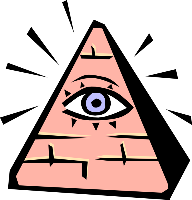 Vector Illustration Of Eye Of Providence All Seeing - Negative Number Gif Clipart (673x700), Png Download