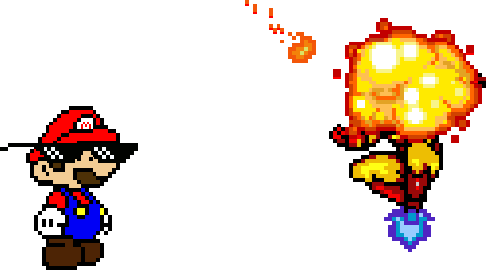 Mario Chucks A Fireball - Mario Pixel Clipart (1024x576), Png Download