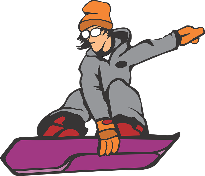 Cartoon, Snowboard, Sport, Winter, Teen, Hat, Flying - Snowboarding Clipart Transparent - Png Download (840x720), Png Download