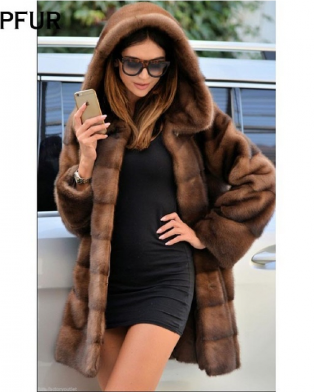 Topfur 2018 New Type Fashion Women Real Mink Fur Coats - Mink Clipart (800x800), Png Download