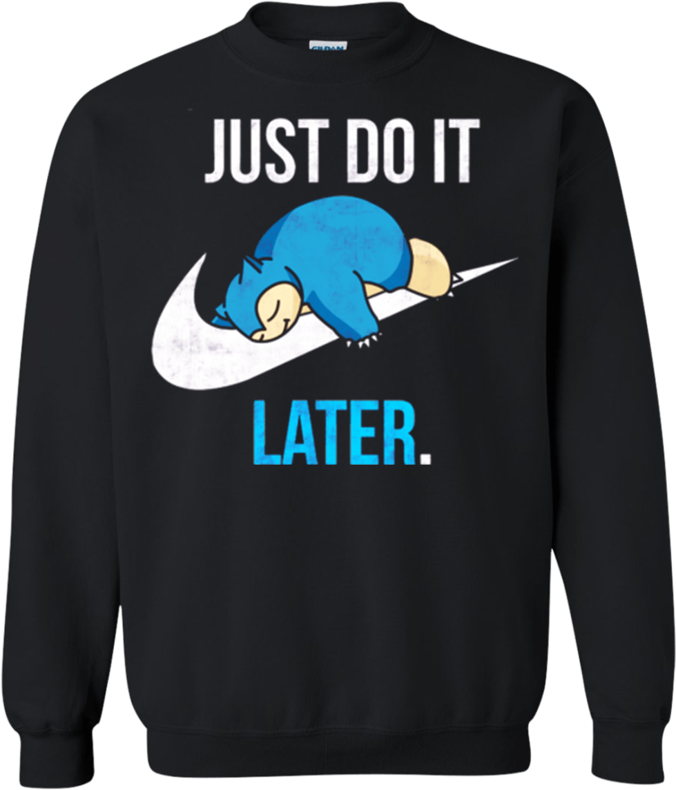 Tt0163 Pokemon Nike Just Do It Later Sweatshirt - Sweatshirt Clipart (979x1144), Png Download