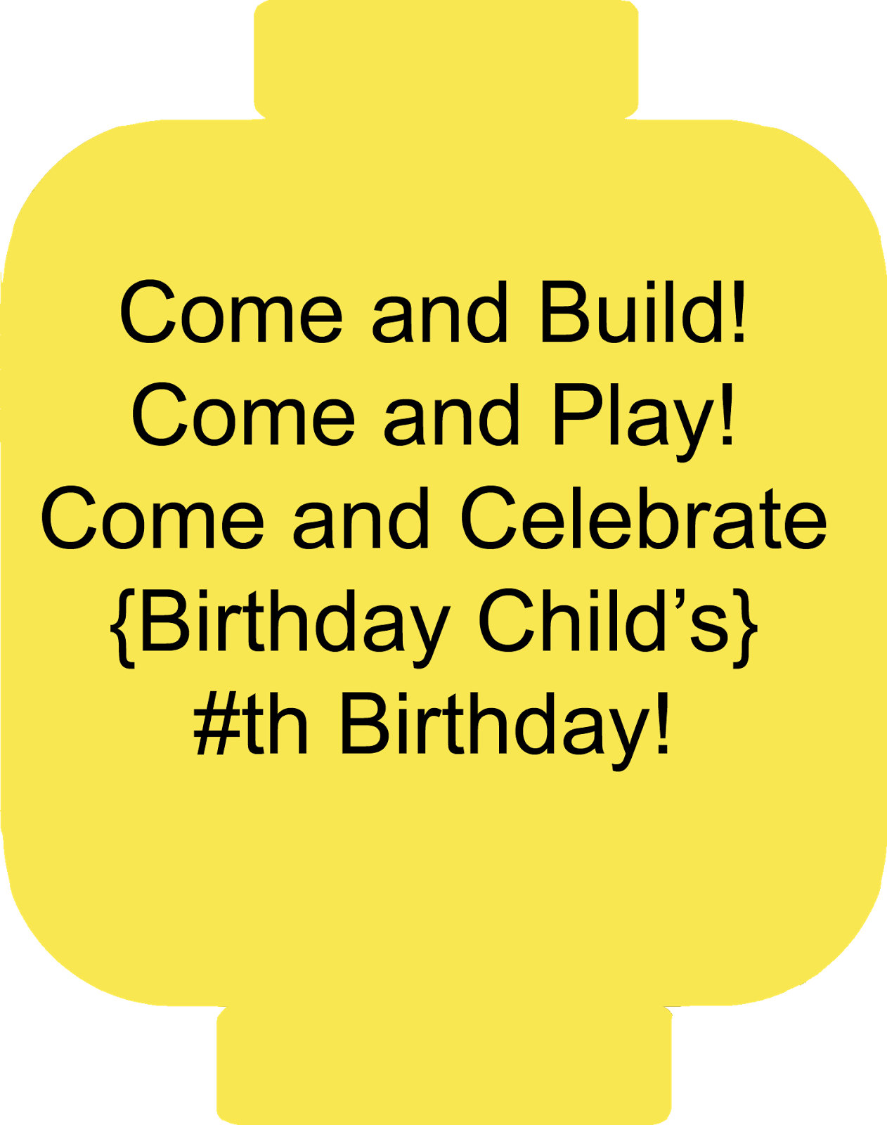 Lego Birthday Party Invitations - Lego Head Invitation Clipart (1262x1600), Png Download