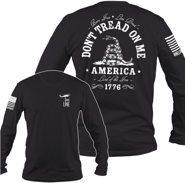 Don't Tread On Me T Shirt Nine Line Men's Long Sleeve - Dont Tread On Me Sweatshirt Clipart (601x593), Png Download