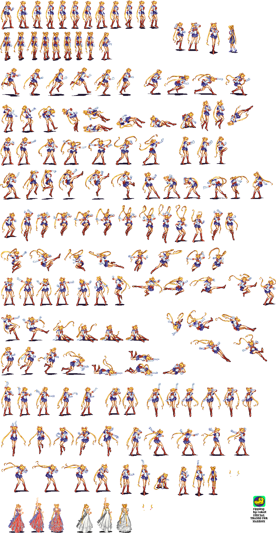 Click For Full Sized Image Sailor Moon - Sailor Moon Sprite Sheet Clipart (958x1851), Png Download