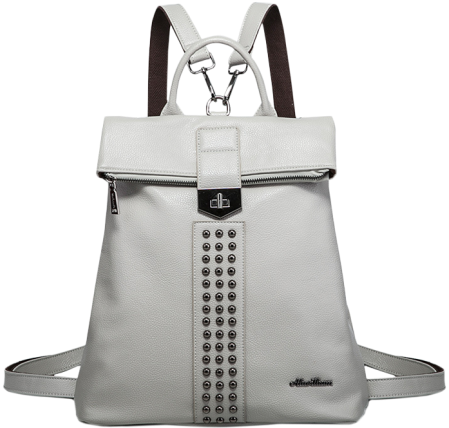 Gray Faux Leather Rivets Backpack - Diaper Bag Clipart (600x600), Png Download
