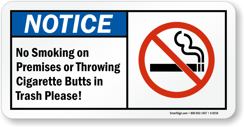 Cigarette Butt Sign - Sign Clipart (800x416), Png Download