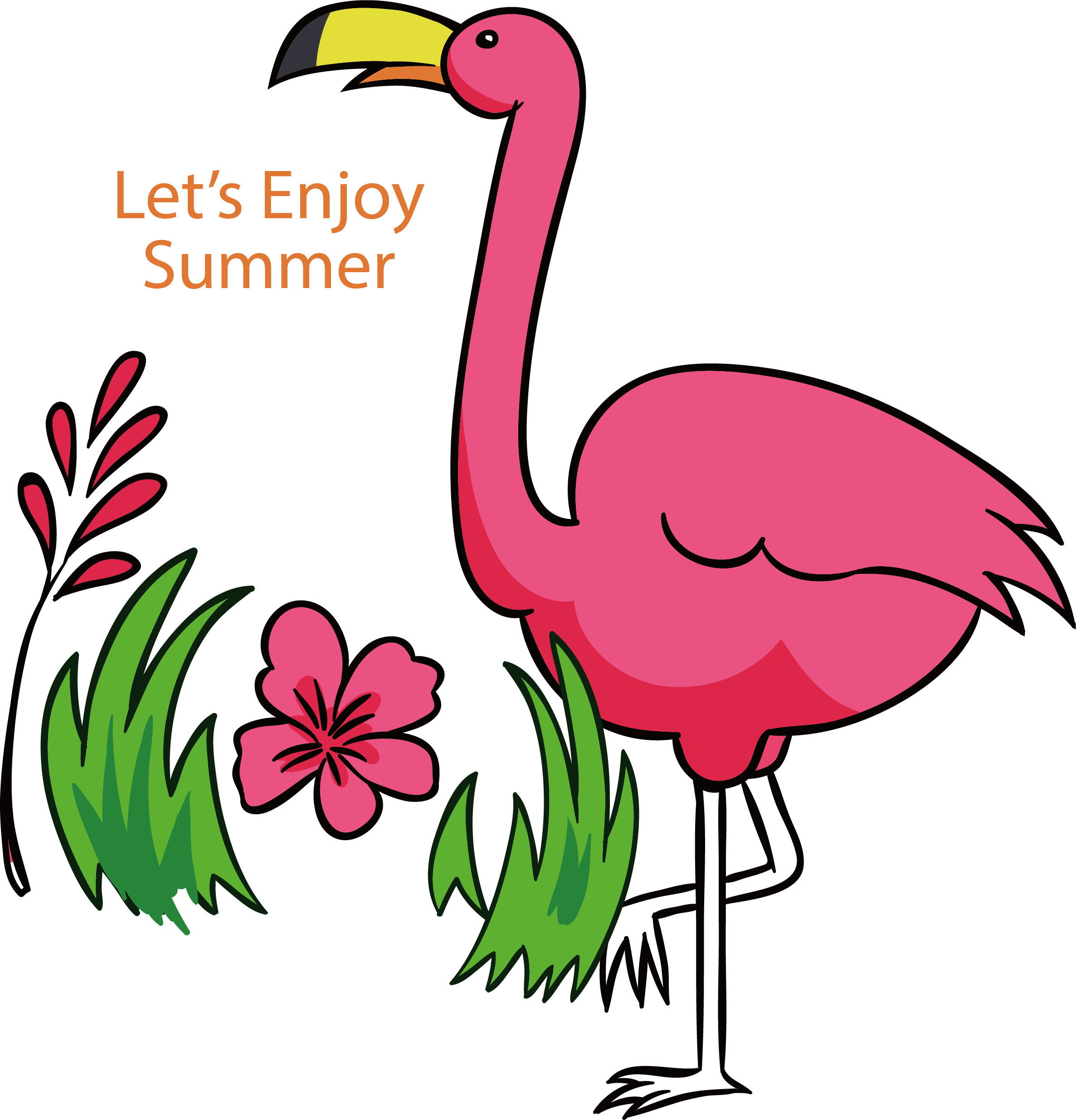 Flamingo Clip Pink - Flamingo Summer Png Transparent Png (2373x2469), Png Download
