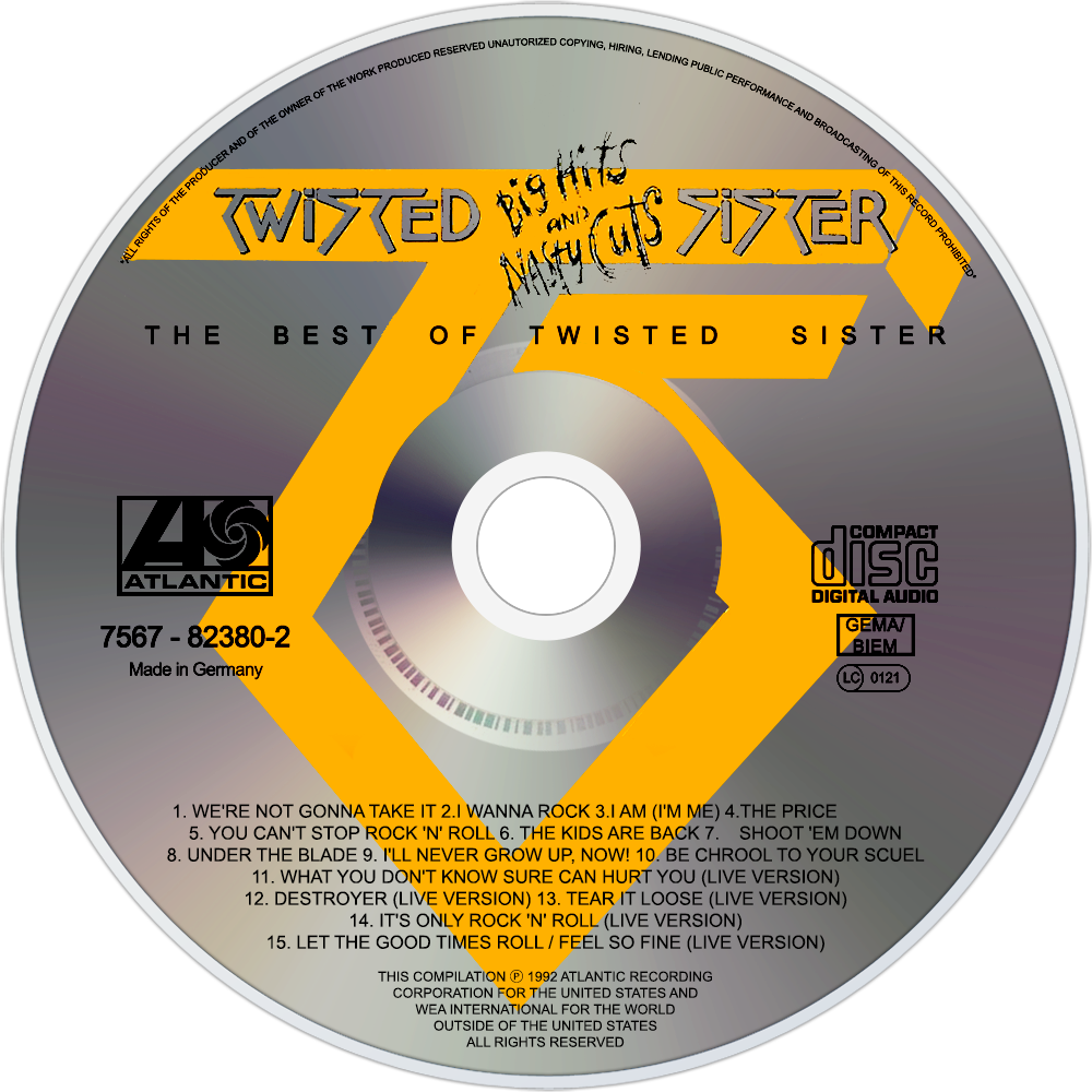 Twisted Sister Big Hits And Nasty Cuts - Twisted Sister Clipart (1000x1000), Png Download
