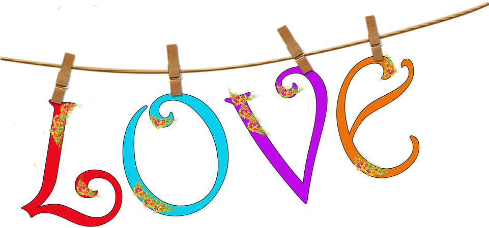 Love Letters Letters Hanging Flowers Clipart (960x640), Png Download