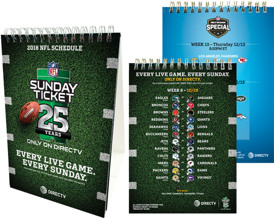 Nfl Sunday Ticket Schedule 2018 Clipart (580x540), Png Download