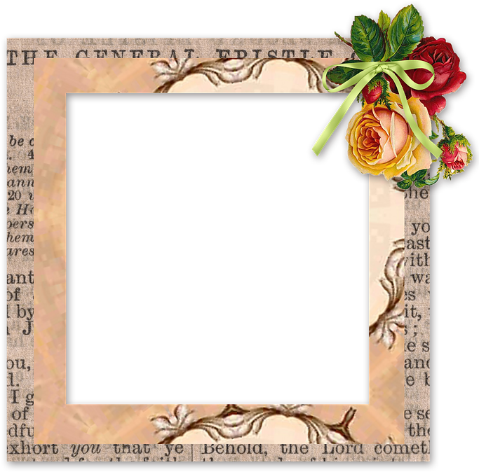 Scrapbook, Element, Frame, Tag, Cluster, Flowers - Picture Frame Clipart (720x720), Png Download