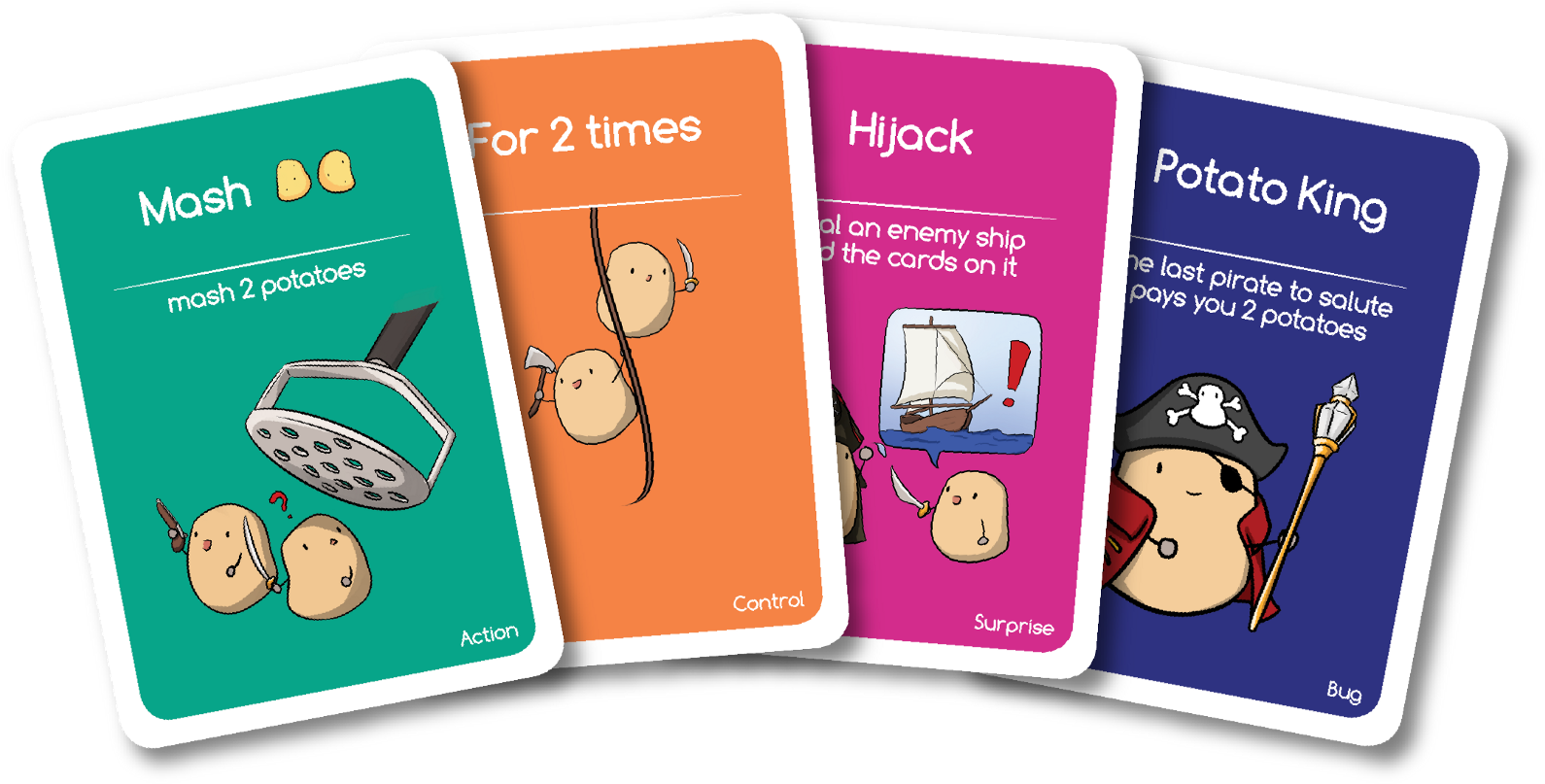 Action Cards Are Potato Attacks That You Stack On Your - Potato Pirates Board Game Clipart (1600x814), Png Download