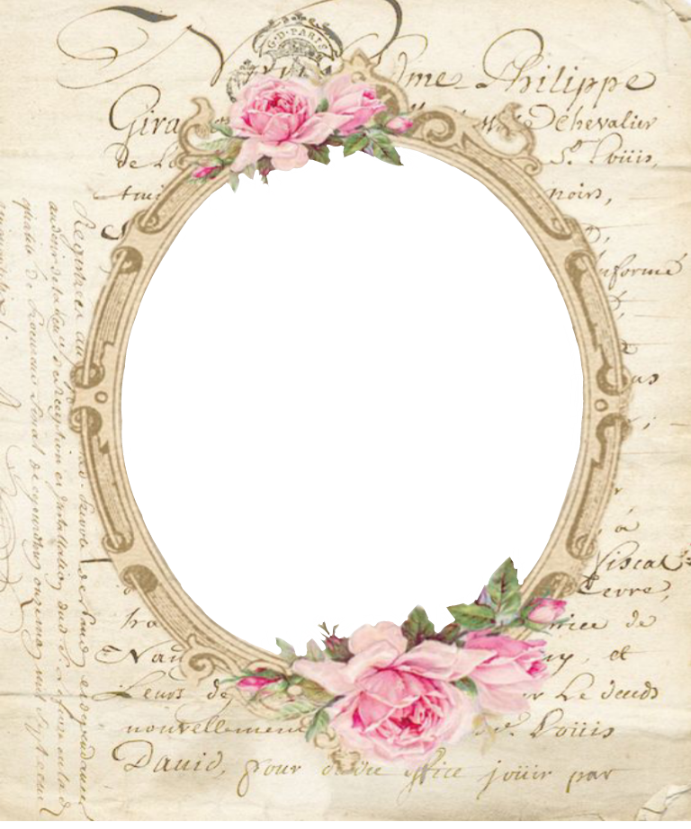 #marco #viejo #flores #vintage #antiguo - Garden Roses Clipart (768x922), Png Download