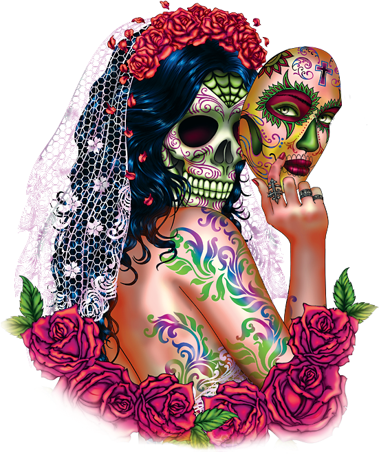 Day Of Dead Bride With Face - Illustration Clipart (675x675), Png Download