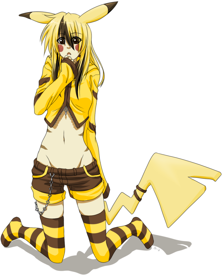 Pika Girl Anime Pikachu Girl Clipart (900x937), Png Download
