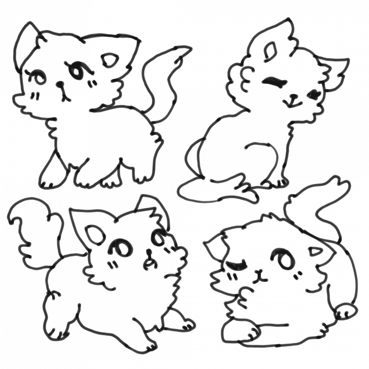 Medium Size Of Drawing A Cat Sleeping Of Face Step - Cartoon Clipart (728x728), Png Download