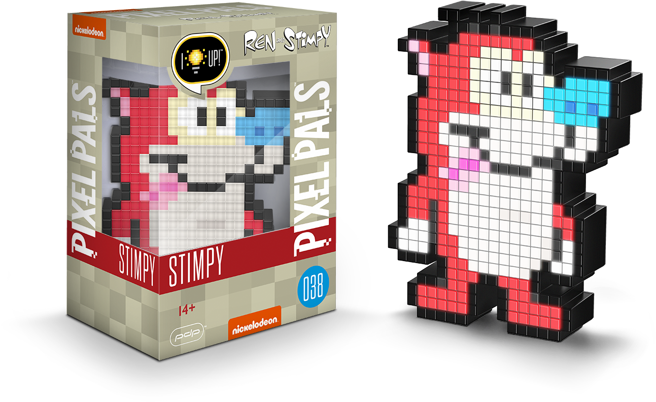 Pdp Pixel Pals Ren & Stimpy Stimpy Collectible Lighted - Ren And Stimpy Pixel Pal Clipart (1500x1000), Png Download