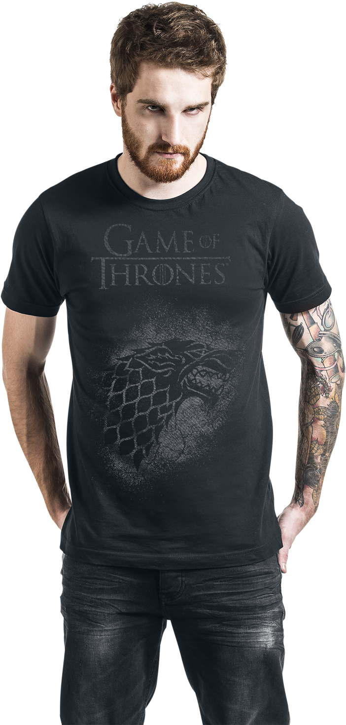 Official Black Game Of Thrones House Stark Sigil T - Carnage Clipart (702x1470), Png Download