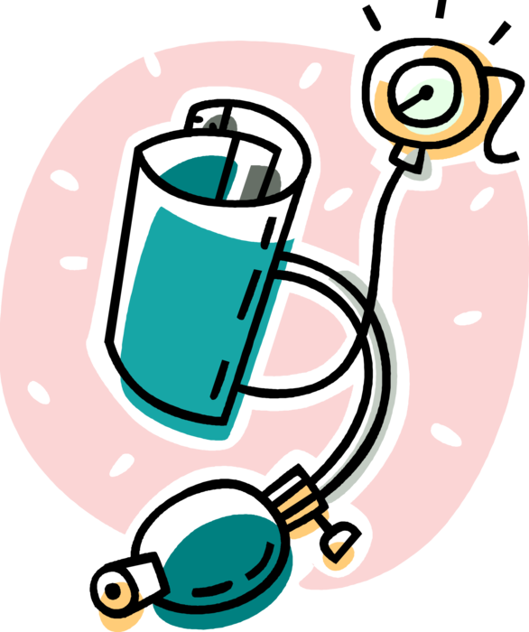 Vector Illustration Of Blood Pressure Gauge Aneroid Clipart (586x700), Png Download