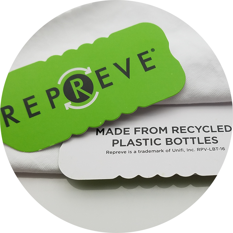 Eco Friendly Recycled Repreve Rpet Plastic Polyester - Label Clipart (750x750), Png Download