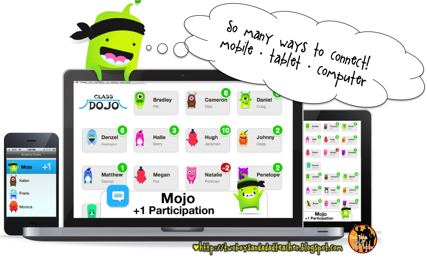 Parents And Teachers Can Access Classdojo On A Mobile - Class Dojo Parent Point Clipart (1422x860), Png Download