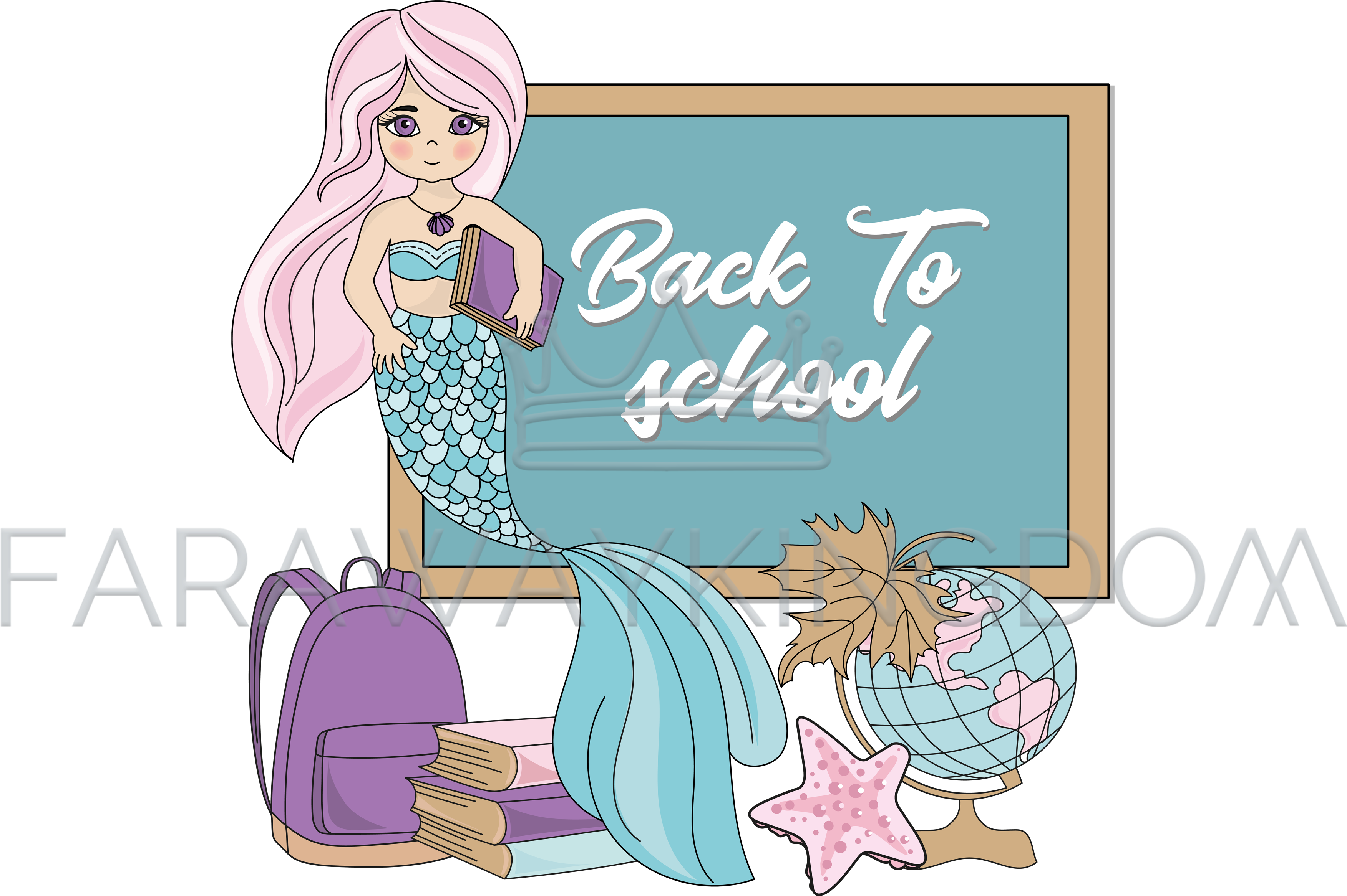 1 September Mermaid Princess School Vector Illustration - Illustration Clipart (3508x2480), Png Download