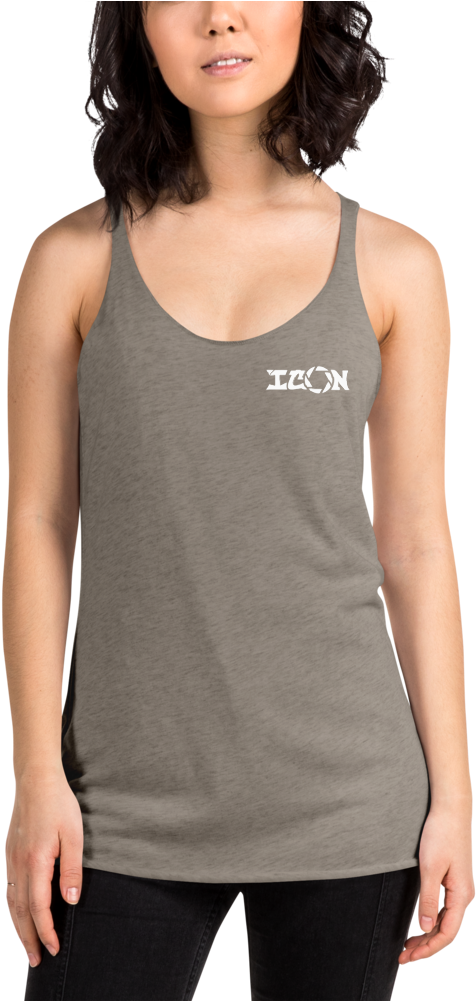 Icon Final Copy White Mockup Front Womens 2 Venetian - Sofra Women's 100% Cotton Racerback Tank Top Clipart (1000x1000), Png Download