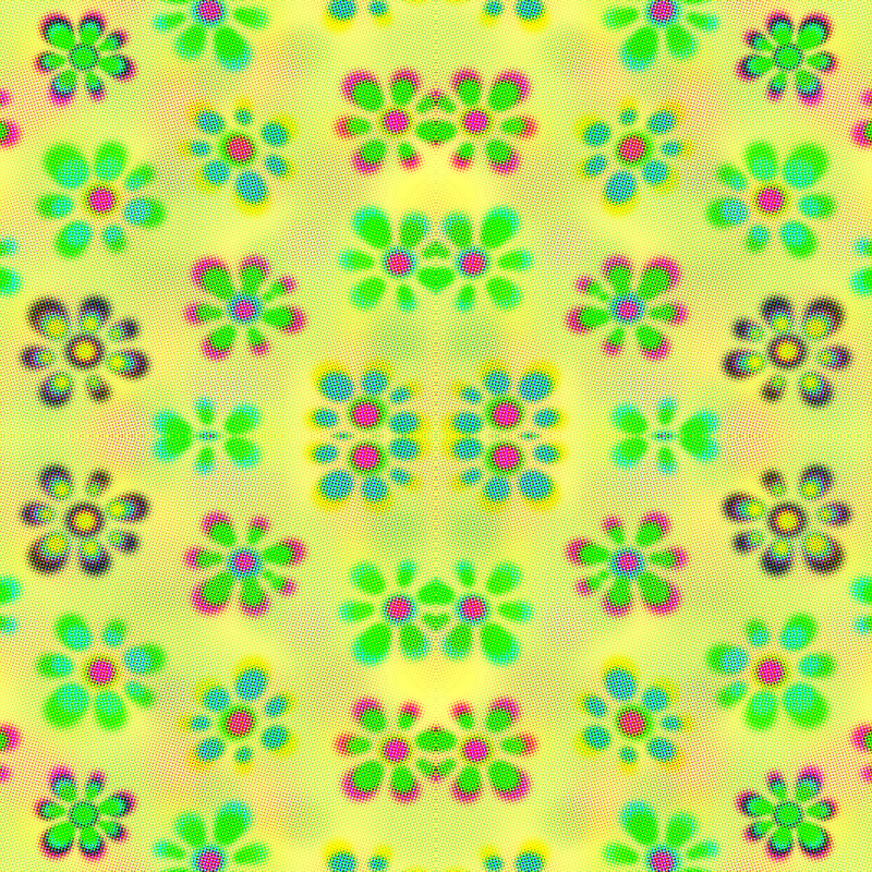 Psychedelic Flowers Yellow Halftone2 Wallpaper - Motif Clipart (800x800), Png Download