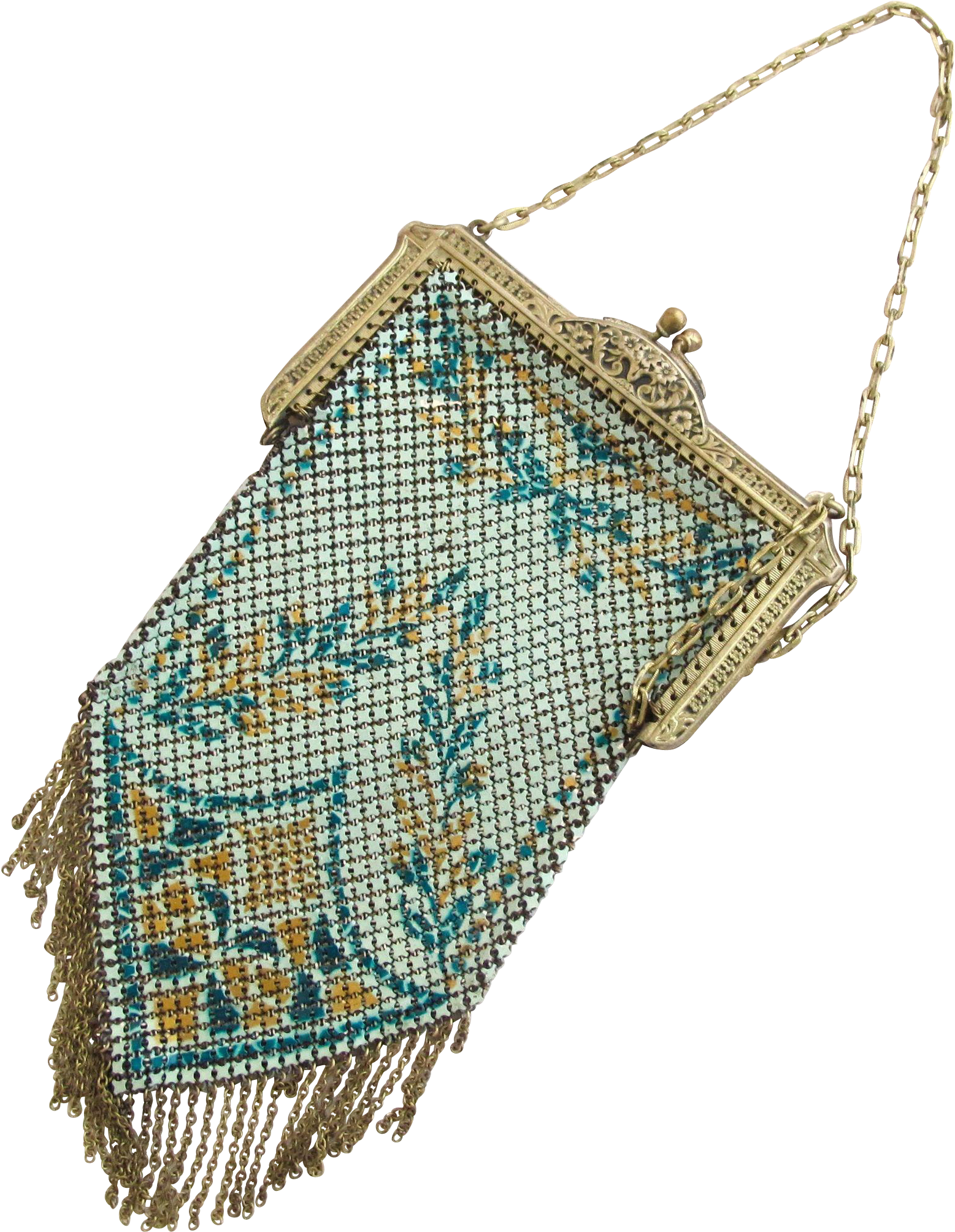 Vintage Mandalian Aqua Blue Metal Mesh Purse - Chain Clipart (2008x2008), Png Download