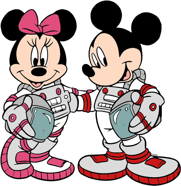 Astronauts Mickey, Minnie - Mickey And Minnie Png Clipart (622x639), Png Download