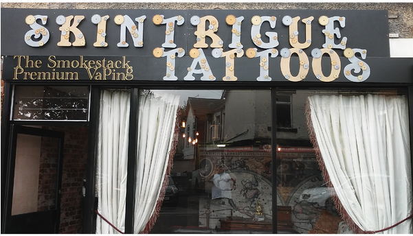 Photo Taken At Skintrigue Tattoos Smokestack Vaping - Window Clipart (600x600), Png Download
