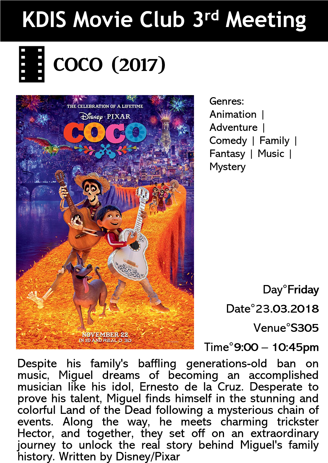 #kdismovieclub #animation #coco - Greatest Showman A Disney Movie Clipart (1125x1623), Png Download