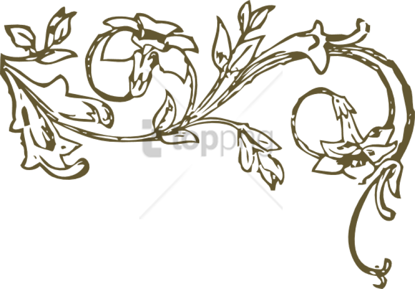 Free Png Gold Swirls Png Png Image With Transparent - Vine Black And White Clipart (850x593), Png Download