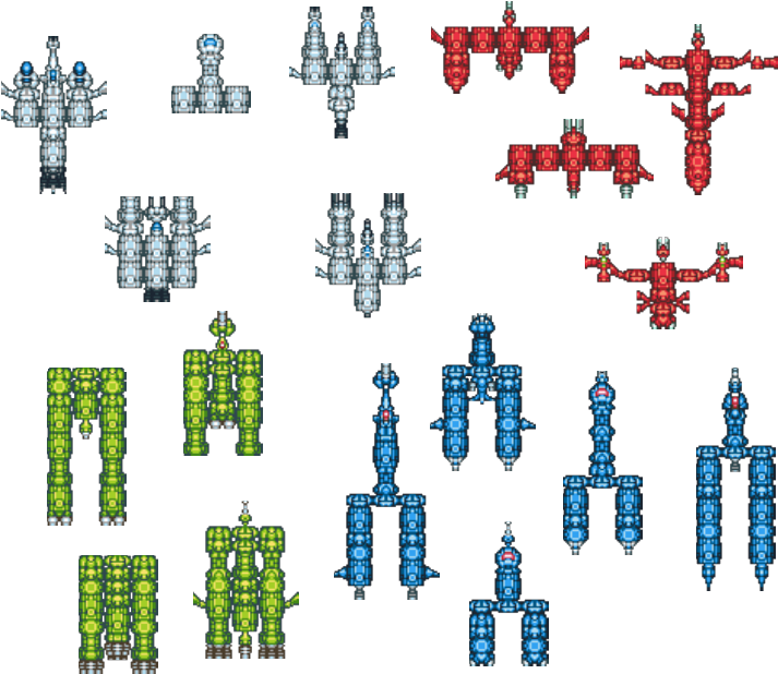Spaceship Styles In Different Colors, Evolved By Several - Genetic Algorithm In Game Clipart (728x618), Png Download