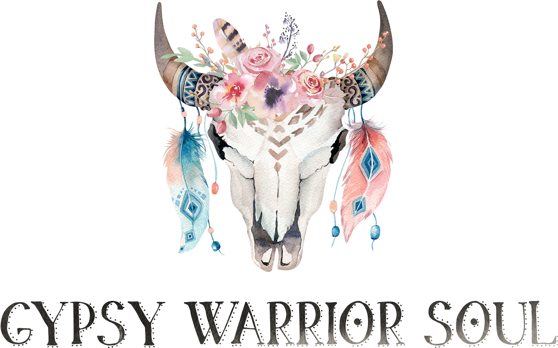 Girly Watercolor Longhorn Head Clipart (2000x2000), Png Download