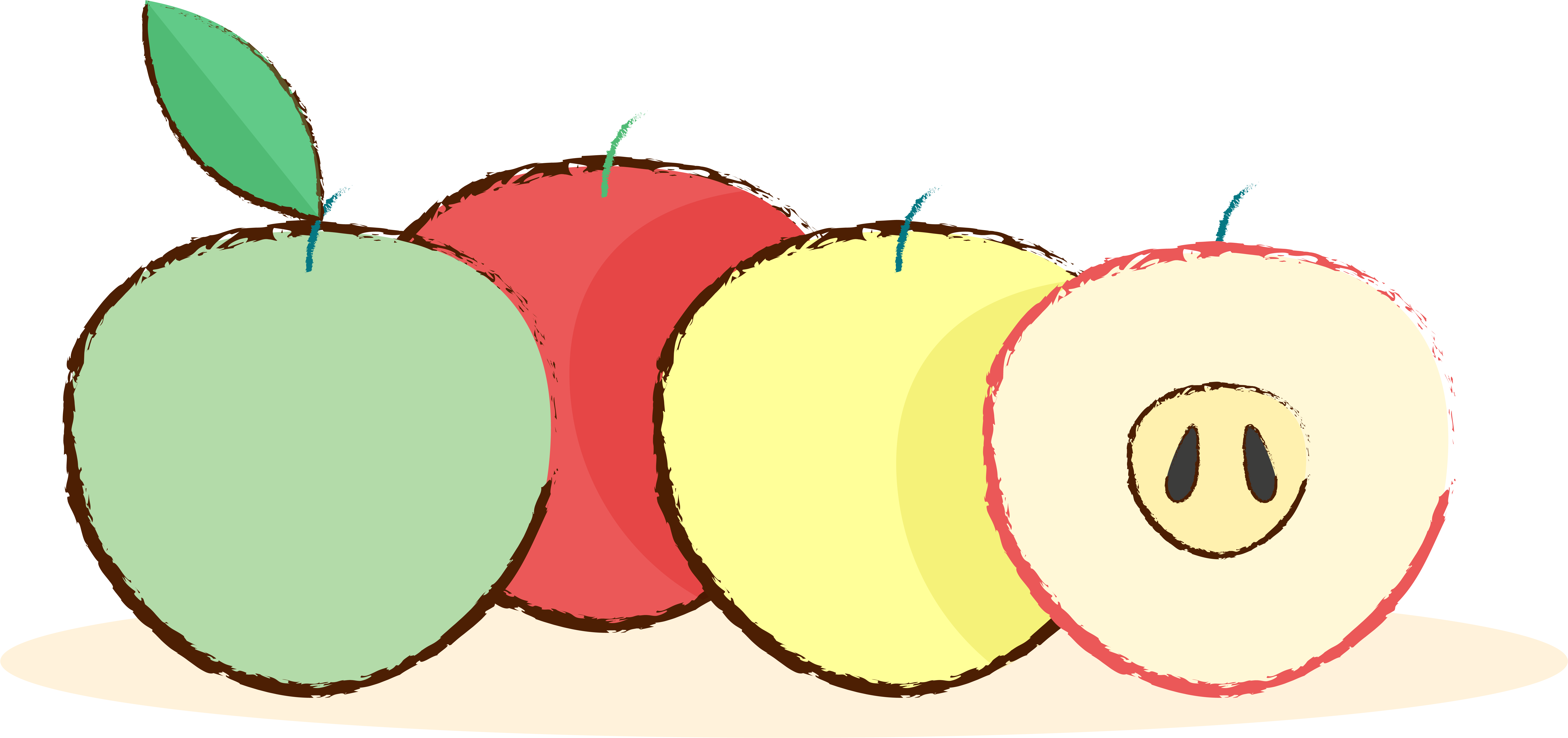 Apple Fruit Gourmet Hand Drawn Png And Vector Image Clipart (8334x8334), Png Download