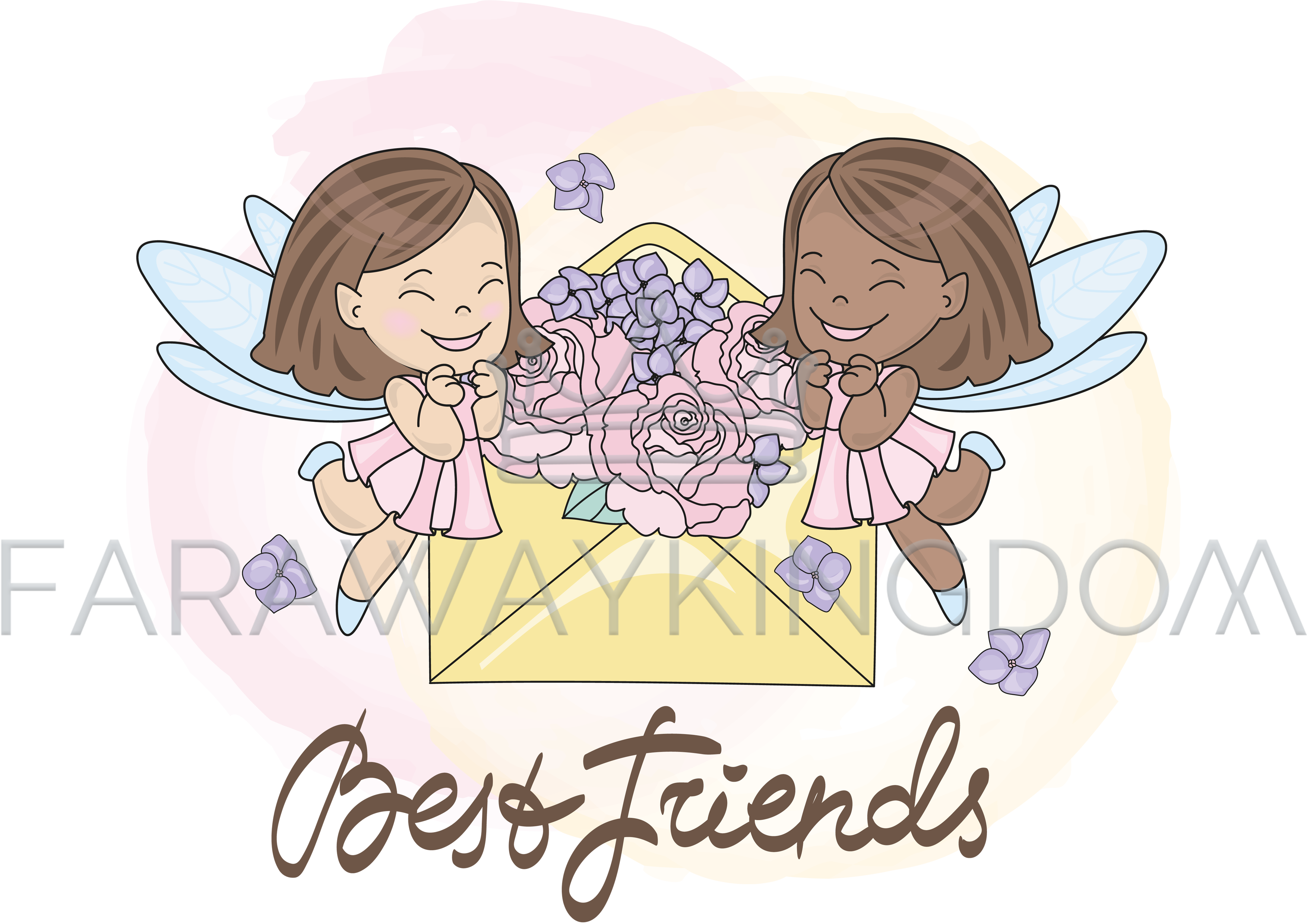 Best Friends Children Birthday Party Vector Illustration - Girl Best Friend Muslimah Clipart - Png Download (3508x2480), Png Download