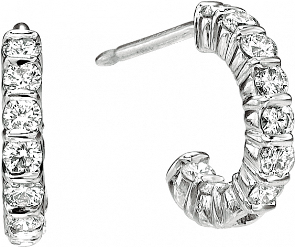 Platinum Gemlok Huggy Hoop - Earrings Clipart (600x600), Png Download