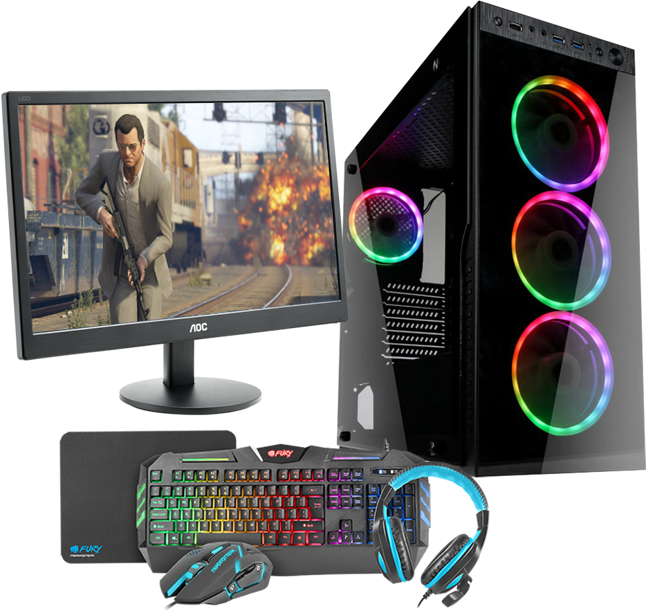 Hst All In One Gta V Intel I5-9400f Gaming Pc Bundle - Kolink Horizon Rgb Clipart (1000x900), Png Download