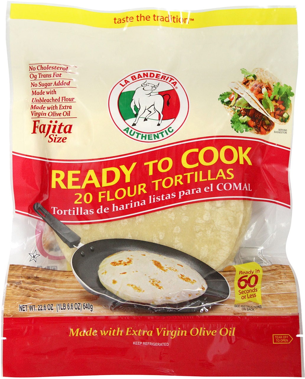 Ready To Cook Fajita Tortillas - La Banderita Clipart (1187x1471), Png Download