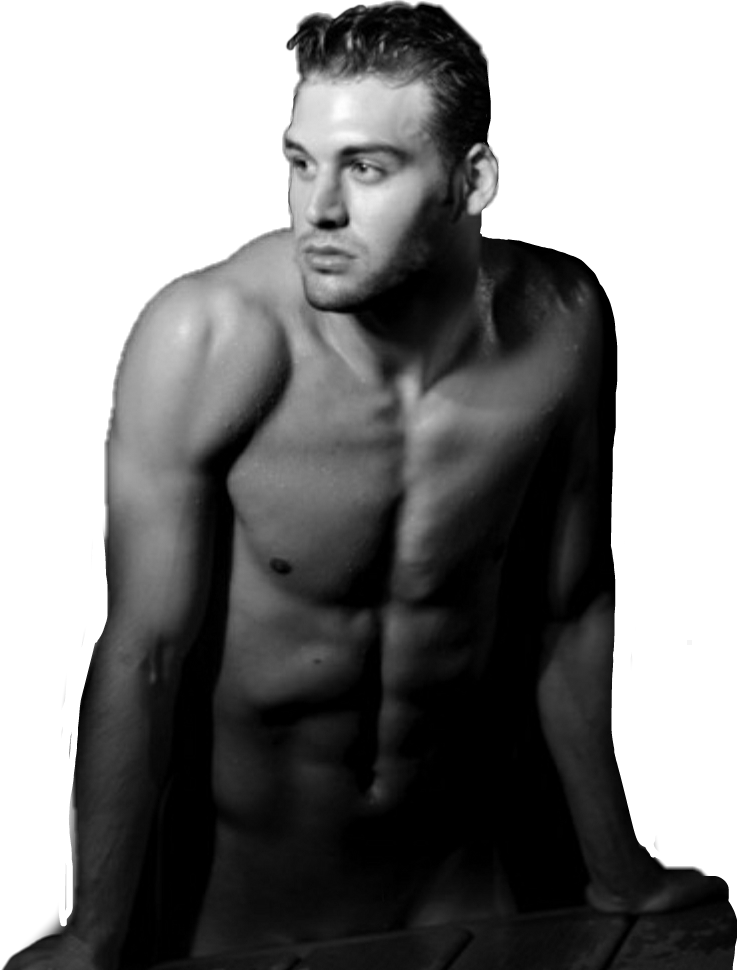 #seminaked Man #leaning #b/w #sticker - Ryan Guzman Sexy Clipart (737x970), Png Download