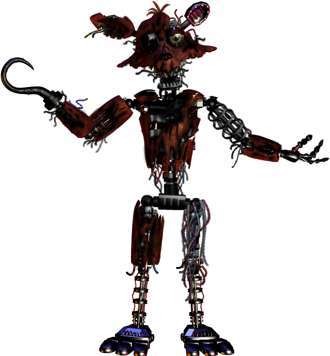 Fnaf Image - Withered Foxy Full Body Clipart (1024x768), Png Download