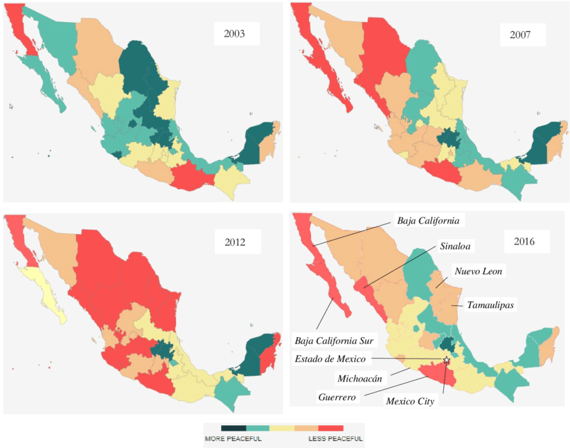 Map Of Milestones In Violence In Mexico - Atlas Clipart (850x646), Png Download