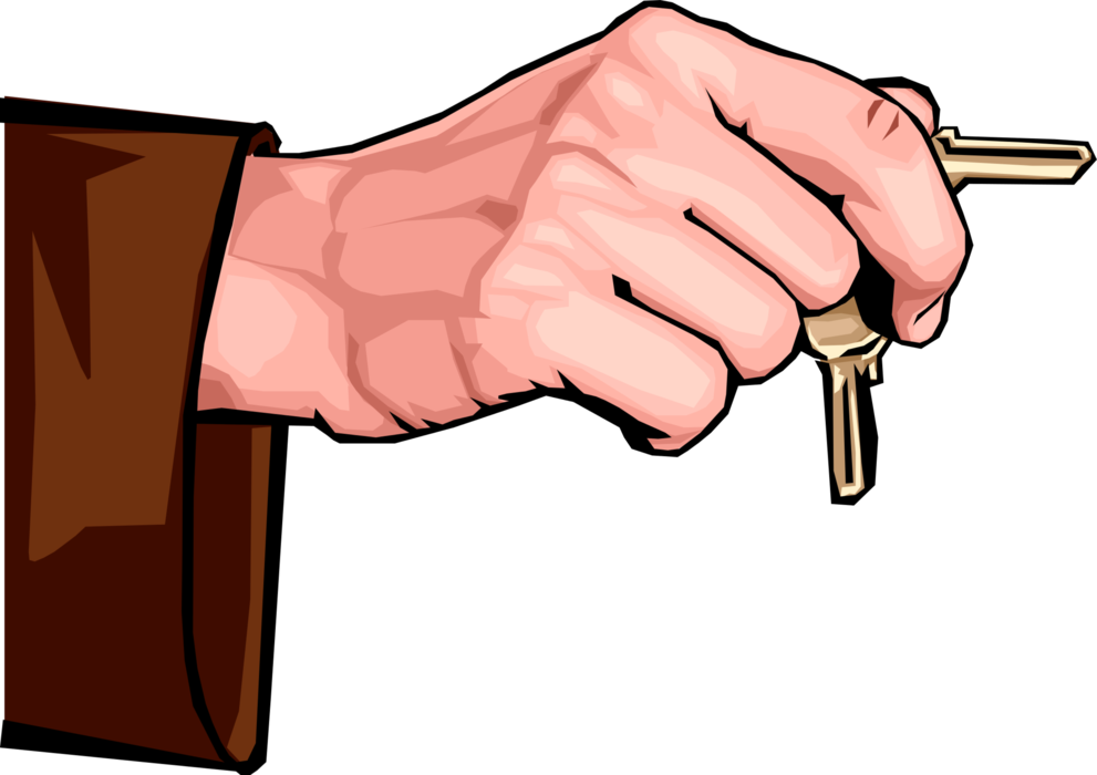 Vector Illustration Of Hand Holding Security Keys That - Hand Holding Key Vector Clipart (991x700), Png Download