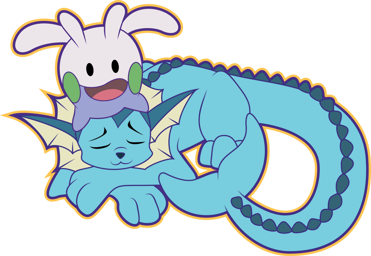 Vaporeon Resting With His Friend Goomy - Cartoon Clipart (1280x882), Png Download