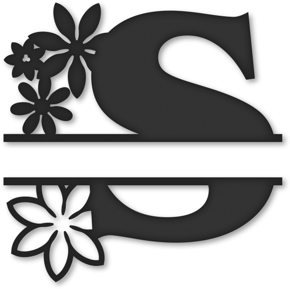 Flower Split Monogram S - Monogram S Png Clipart (591x588), Png Download